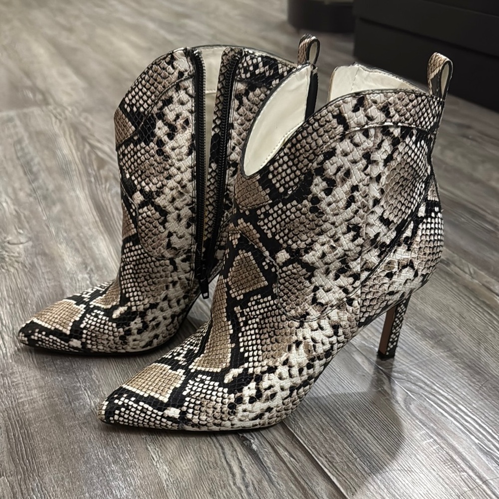 Gianni Bini Western Snake Skin Ankle Boots with Stiletto Heel